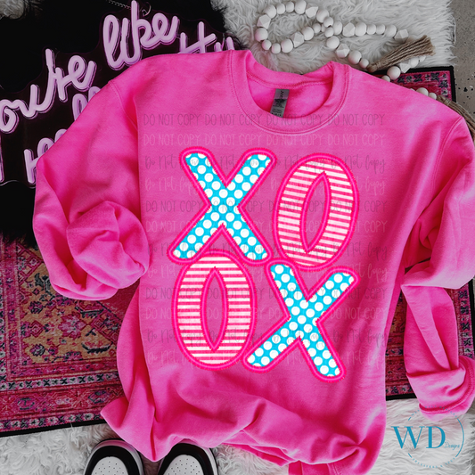 XOXO Pink and Blue Dots DTF Transfer