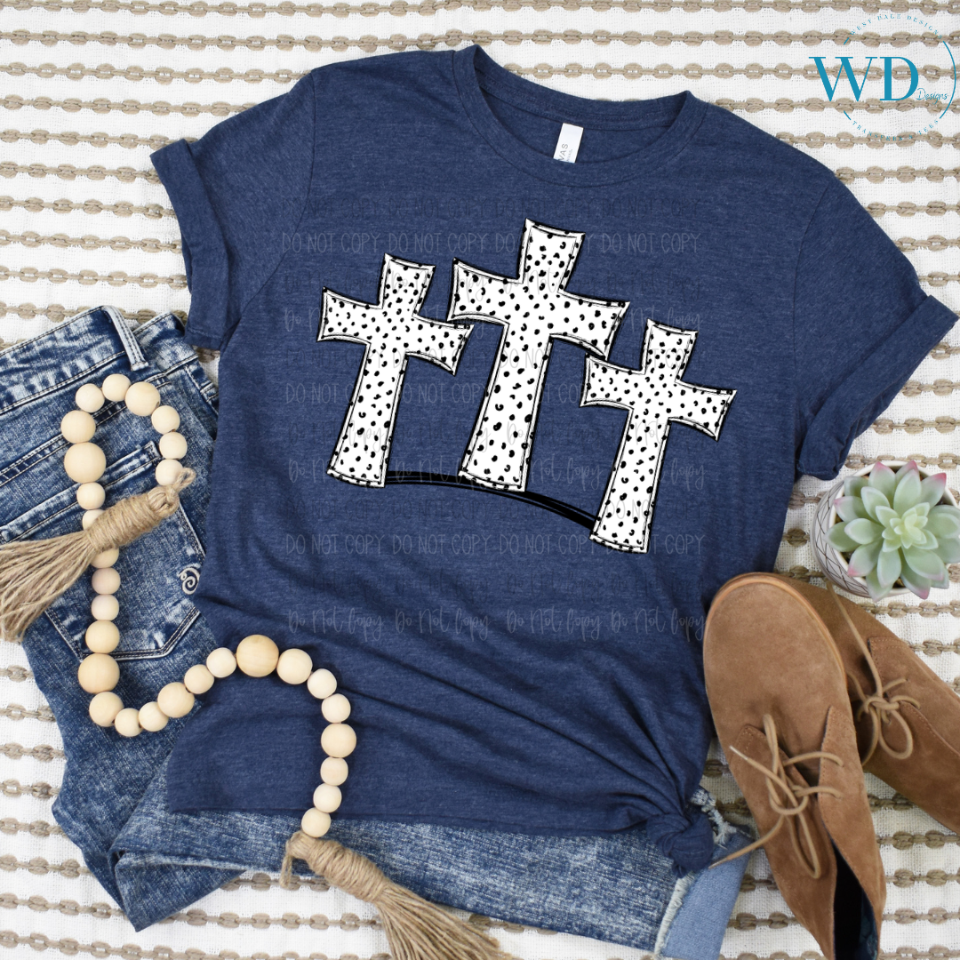 Polka Dot Easter Crosses DTF Transfer